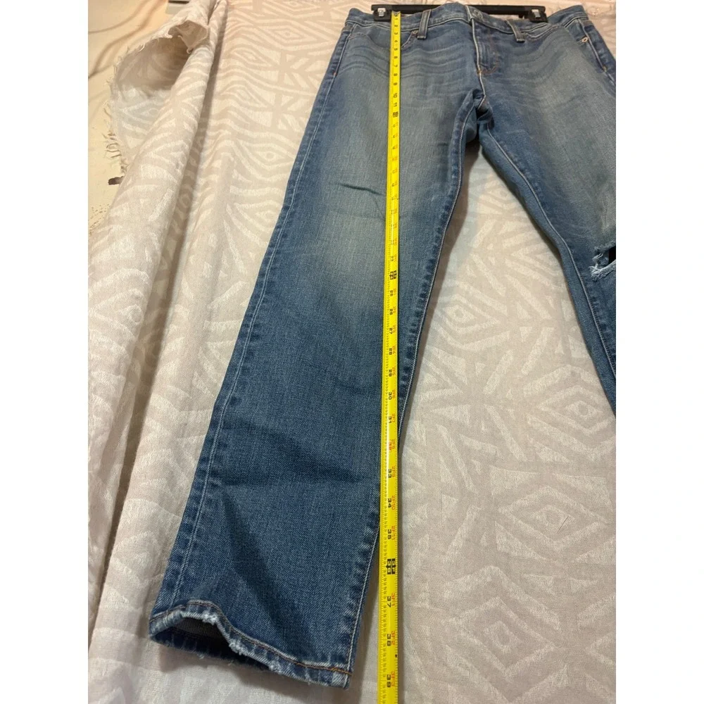 Baldwin Jeans Women's Blue Denim Distressed Knee Straight Leg Jeans Size‎ 28